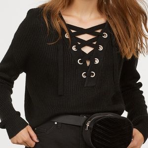 H&M Knit Sweater with Lacing Front